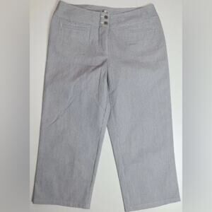 Chico’s Striped Capri Pants Women’s Size 14 Front Pockets Nautical Sailor Vacay